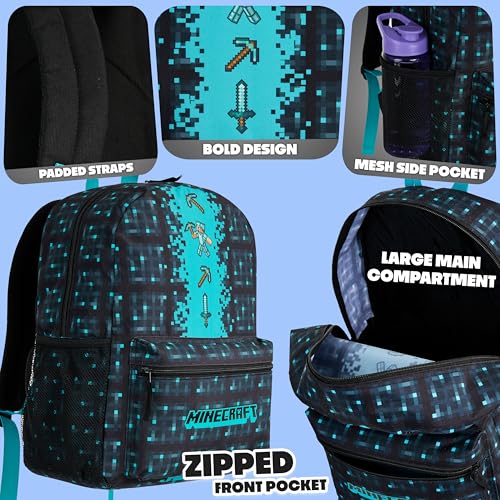Minecraft Backpack for Boys Kids Teens Adjustable Straps Front Pocket Daypack Backpacks for Sports Gym School Gamer Gifts (Blue) by Minecraft - Image 4