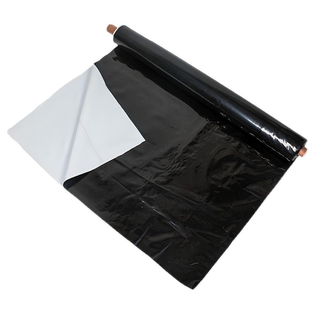 Artiz Película En Blanco Y Negro, Película De Polietileno Virgen De 0,12 Mm, Lona Opaca Película De Polietileno para Invernaderos Láminas De Plástico En Blanco Y Negro(6x20m)