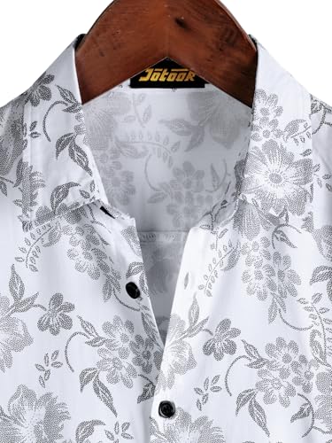 Image of JOTOOK Mens Hawaiian Shirt Short Sleeve Button Down Tropical Shirts Casual Floral Summer Beach Shirt