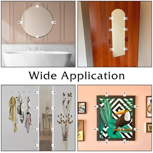 Image of Tyqour 20pcs Mirror Holder Clips Mirror Hangers for The Wall Mirror Hanging Hardware Kit Clear Plastic Mirror Wall Mount with Screws for Frameless Mirrors, Glass, and More