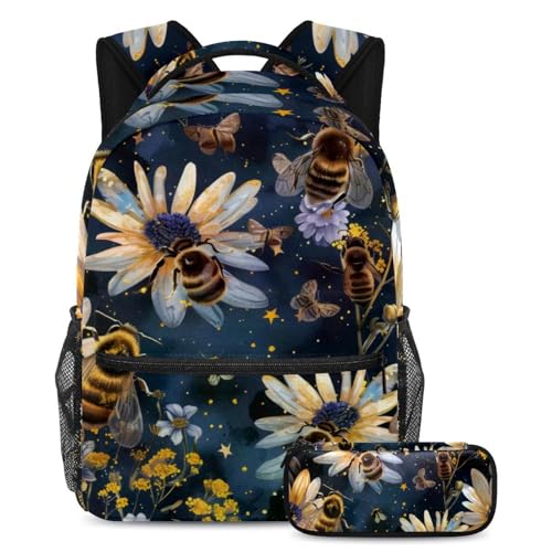 Sac à dos grande capacité étoiles et fleurs lot de 2 avec bretelles confortables