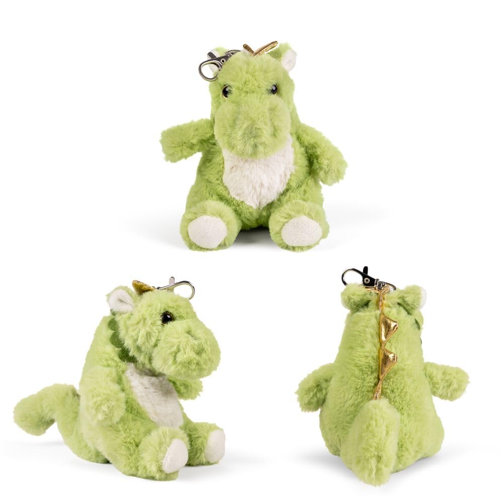 LITTLE Living Nature Clips Dragon Stuffed Plush Animal Toy Keyring GREEN, Small (5.9 inches) - Image 2
