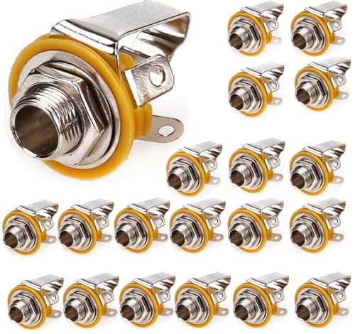 20 Pezzi Jack di Ingresso per Chitarra 6.35 mm Jack Femmina stereoPresa 6.35 mm di Pollice 6.35 mm Presa stereo Jack connettore Montaggio a Pannello a saldare