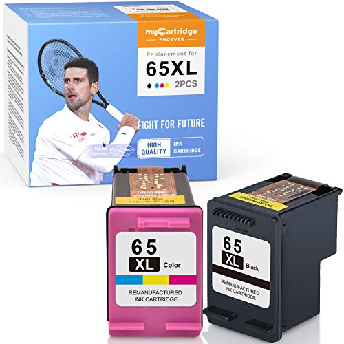 myCartridge PHOEVER Remanufactured Ink Cartridge Replacement for HP 65XL 65 XL for Envy 5055 5058 5052 DeskJet 3720 3722 3723 3755 2655 3752 2652 3758 2624 Printer ( Black,Tri-Color,2 Pack)