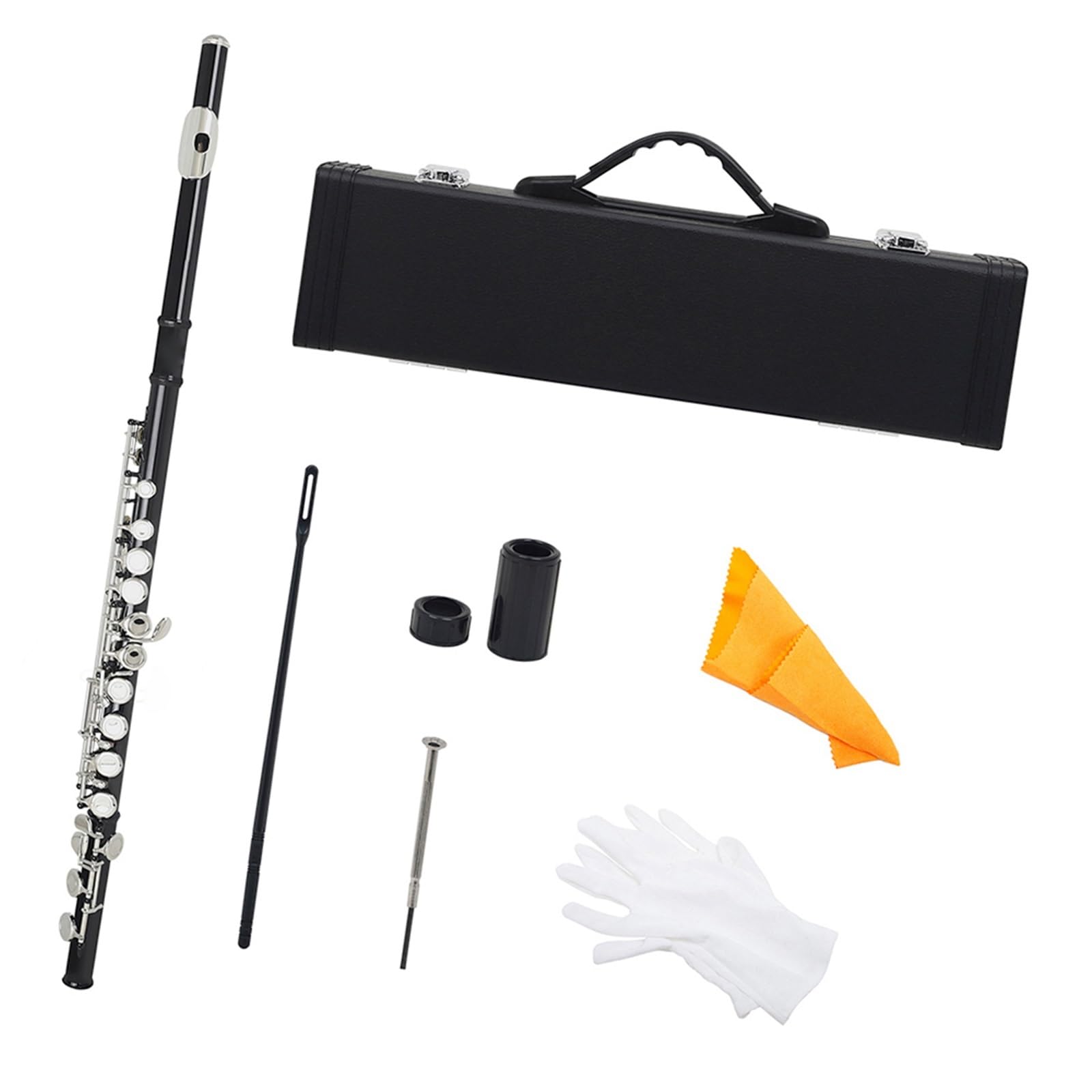 Flet Dęty Drewniany Z 16 Otworami Czarny Klucz C Mosiężny Flet Koncertowy Ze Skórzanym Etui instrument flet poprzeczny