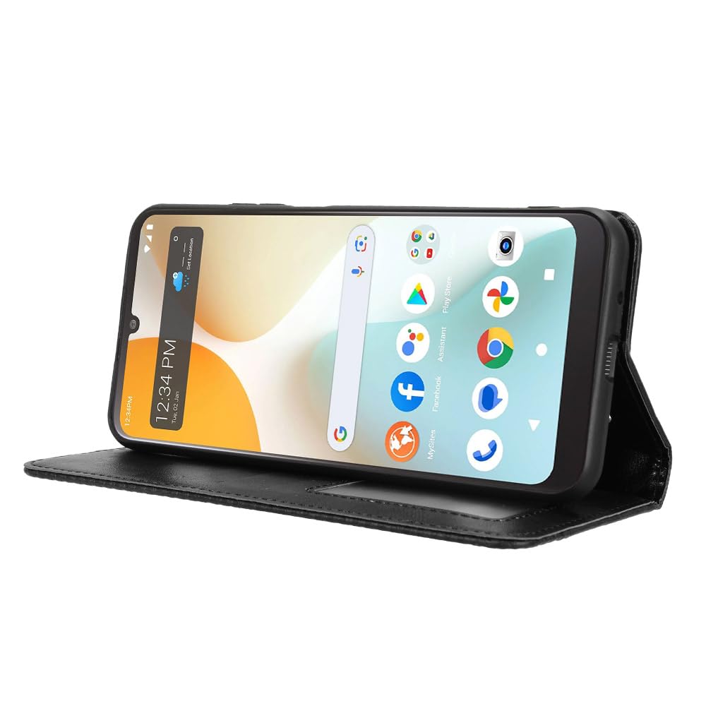 Jiajihua Funda Compatible Con Oppo A53 2020 / A32 2020 / A53S / A33 Funda De Piel Sintética Con Función Atril Y Ranura Para Tarjetas, Cierre Magnético, Color Negro