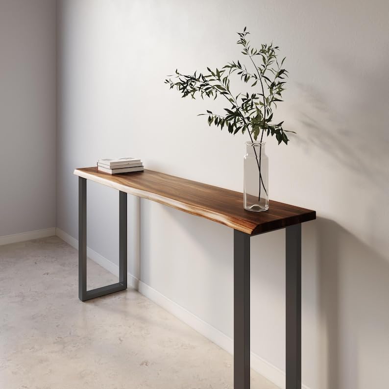 Image of 120Cm Long Solid Wood Console Table for Living Room | Wooden Modern Side Entrance Table for Home & Office | (100 * 30 * 77* Cm)
