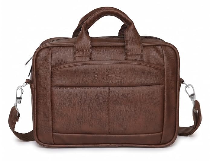 Premium PU Leather Laptop Messenger Bag for Men | Office Briefcase with Adjustable Shoulder Strap | Water-Resistant Business Laptop Bag | Multi-Compartment Handbag | Fits Up to 12 Inch Laptop | Brown-image-48