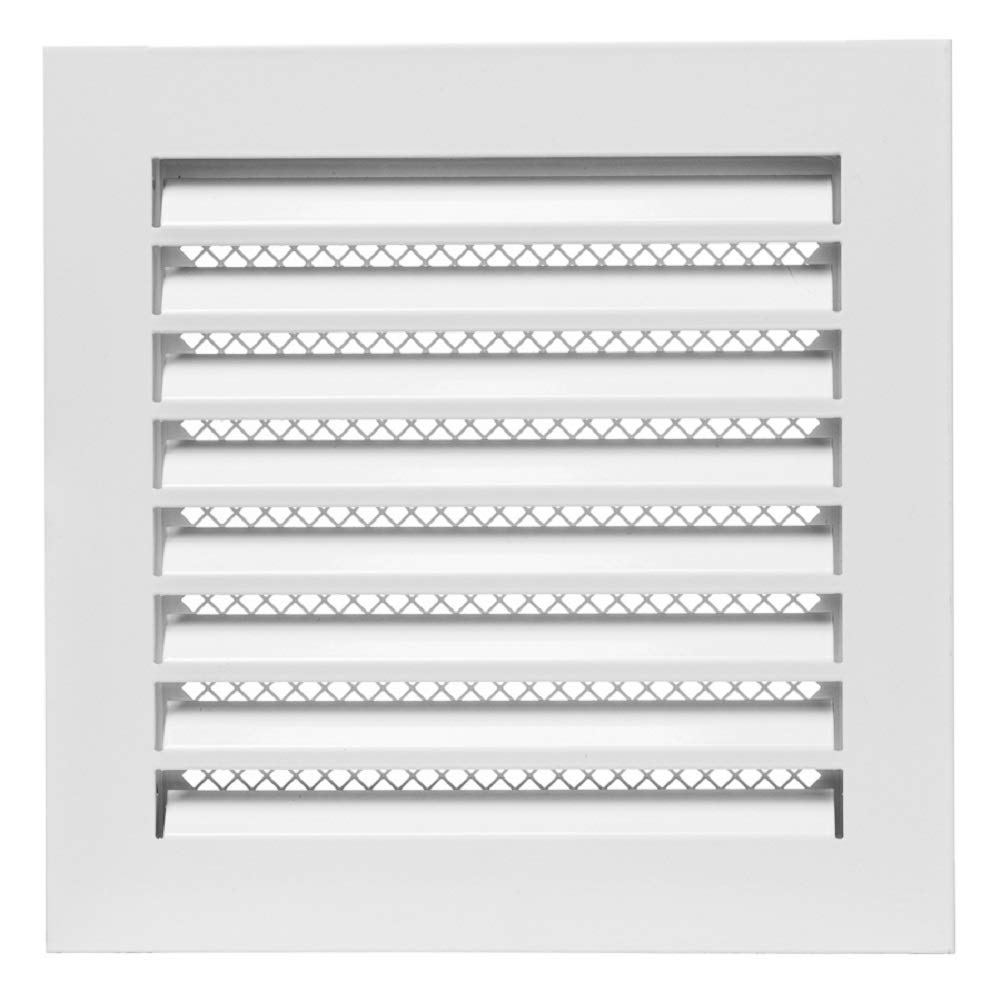 200x200mm Industrieel Ventilatierooster Wit - Metalen Rooster met Muggengaas 200x200mm Industrieel Ventilatierooster Wit - Metalen Rooster met Muggengaas