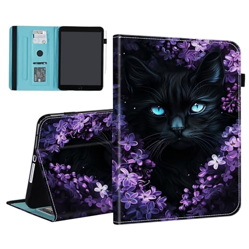 BFUKVOU Case for iPad (A16) 11th Generation 11 Inch 2025, iPad 10th Generation 10.9 inch 2022,Card Slot PU Leather TPU Case Pen Holder Auto Wake Sleep,Cute Flower Cat - image 1