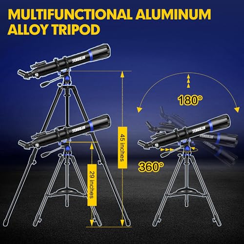 Image of Telescope, 90mm Aperture 800mm-Telescope for Adults & Kids, Professional Refractor Telescopes for Adults High Powered, Beginner-Friendly, Phone Adapter & Stable Stainless Tripod, Portable Carry Bag
