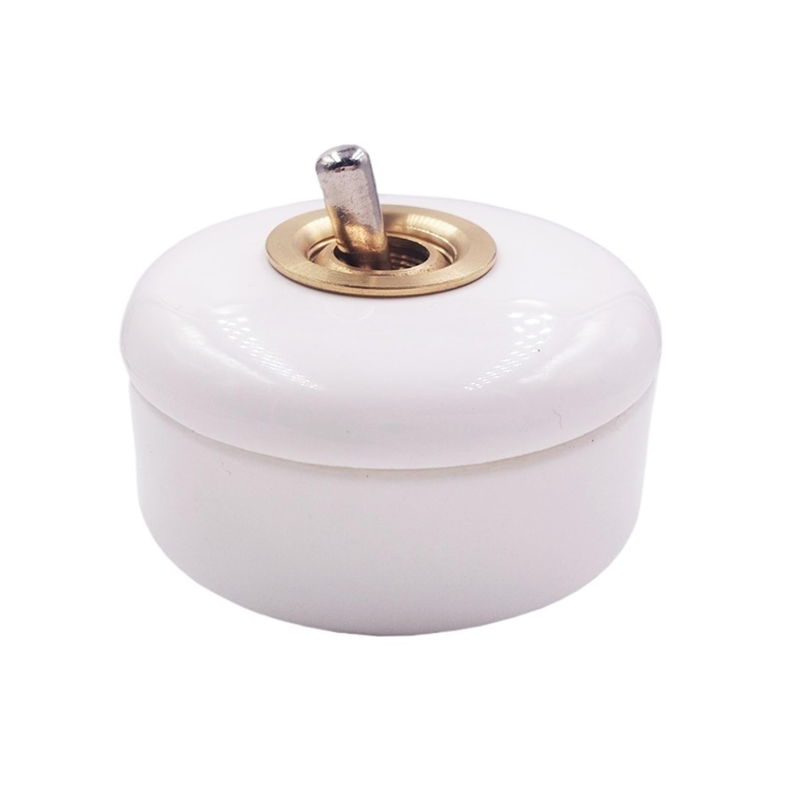 Wall Light Retro Ceramic Round Toggle Switch 2 Way Control For Home MQXFCZUX(White Switch 2 Way)