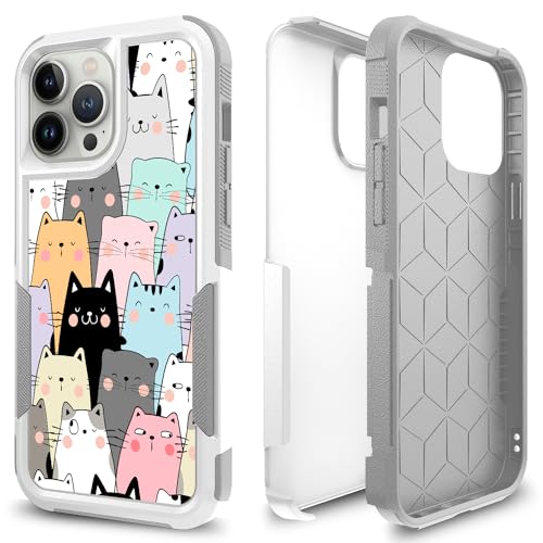 Candykisscase Case for iPhone 13 Pro, Cute Cats Funny Pattern Shock-Absorption Hard PC and Inner Silicone Hybrid Dual Layer Armor Defender Case for iPhone 13 Pro - image 1