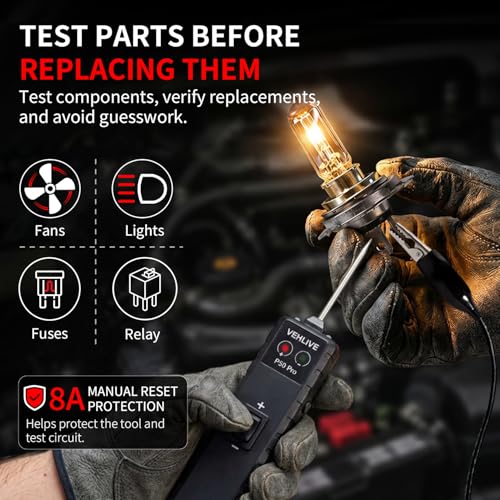 Power Circuit Probe Tester, VEHLIVE P50 Pro 6-24V DC Automotive Circuit Tester with LED Light, Automotive Short Circuit Breake Finder Electrical Tools with Polarity Identify Overload Protection — view 2