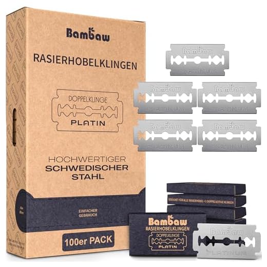 Rasierhobel Klingen | 100 universale Rasierklinge - Vorrat für 18 bis 24 Monate | Damen & Herren für Hobel & Rasierer | Double Edge Safety Razor Blades | Bambaw
