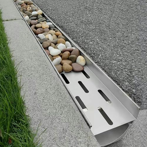 Caniveau exterieur drainage à couverture de galets 5cm - 2