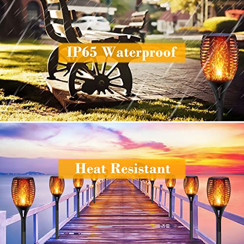 FAISHILAN 4 Pack Solar Flame Flickering Torch Solar Outdoor Lights 96 LED Waterproof Solar Flame Light Torches Landscape Torch Solar Powered LED Light for Outside Pathway Yard Dusk to Dawn - Thumbnail 6