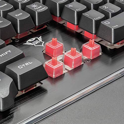 Trust GXT 860 Thura Tastiera Gaming Semi-meccanica LED, Piastra Superiore in Metallo, Nero [Italia]