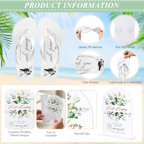 Image of 24 Pairs Bulk Flip Flops for Wedding Guests | Reception Sandals, Wedding Party Favors with Sign, Size Cards, Bagged, Dance Floor Slippers
