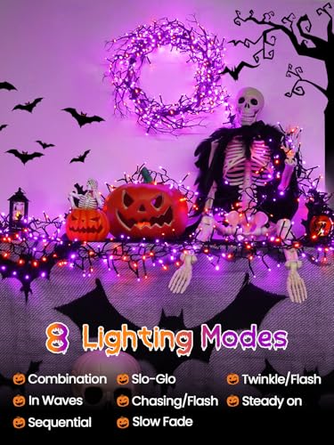 Guirnalda de luces LED Halloween 25 pies naranja y púrpura miniatura 4