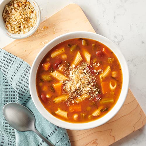 Image of Progresso Reduced Sodium Hearty Minestrone Canned Soup, Gluten-Free, 19 oz | 30% Less Sodium Reduced From 690mg to 480mg per Serving, Spinach, Tender Beans & Penne Rigate Pasta, Good Source of Fiber