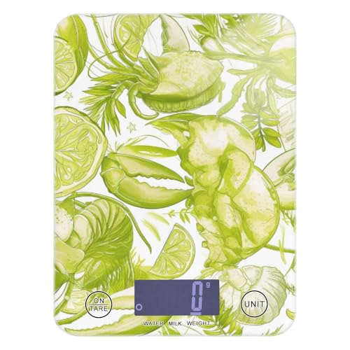 Aragosta Fumetto Fluorescente Verde Estate Cibo Pesatura Bilancia per Viaggi 12 Lbs, 5kg/5g Bilancia da cucina Piccola con 4 Unità per (Utente) (Utente) báscula para pesar comida