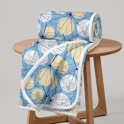 Image of Divine Casa Glace Cotton 120 GSM Super Soft Cloudy Reversible Lightweight Printed Double Bed AC Dohar Blanket for Mild Winter Quilt - (Blue and Beige, 205 x 220, CM)| TC - 120