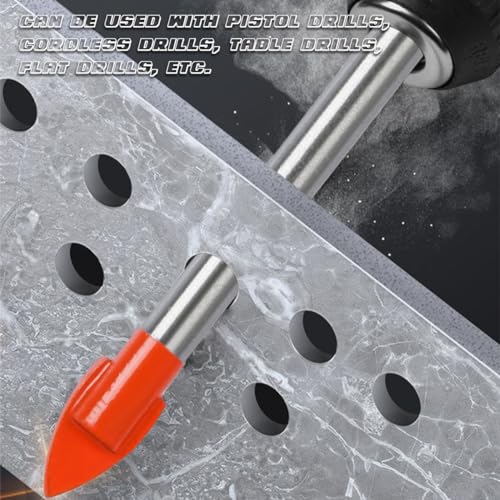 TIMESETL 20Pcs Glass Drill Bit 6mm Tile Drill Bit 3/16" Round Shank Spear Head Drill Bit for Glass Tile Ceramic Mirror Porcelain Marble 4 TIMESETL 20Pcs Glass Drill Bit 6mm Tile Drill Bit 3/16" Round Shank Spear Head Drill Bit for Glass Tile Ceramic Mirror Porcelain Marble - Image 4