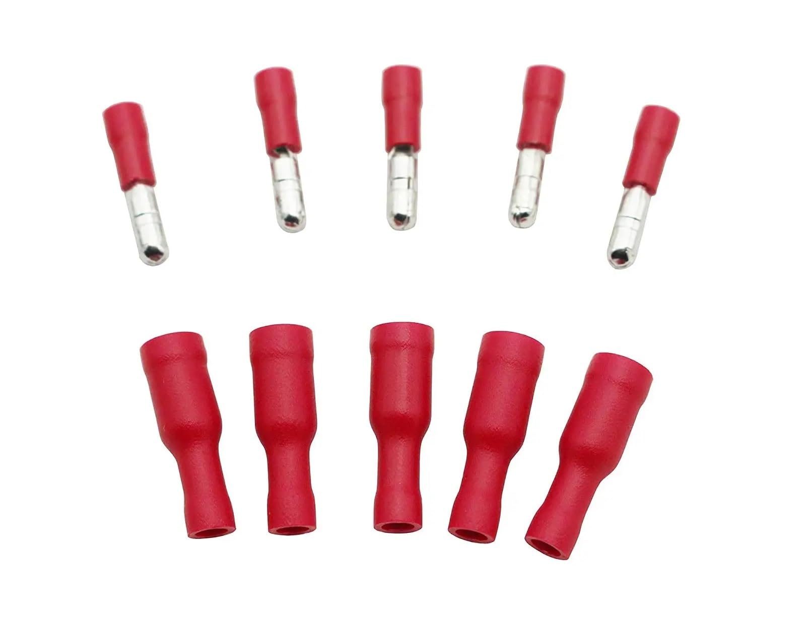 Terminales tipo bala aislados MPD/FRD con 20 conectores eléctricos color rojo 1