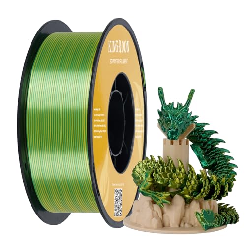 Image of Kingroon PLA Filament, Multicolor Silk PLA Filament, Dual Color 3D Printer Filament, 1.75 mm, Dimensional Accuracy + /- 0.03 mm, 1kg Spool(2.2lbs), Yellow Green