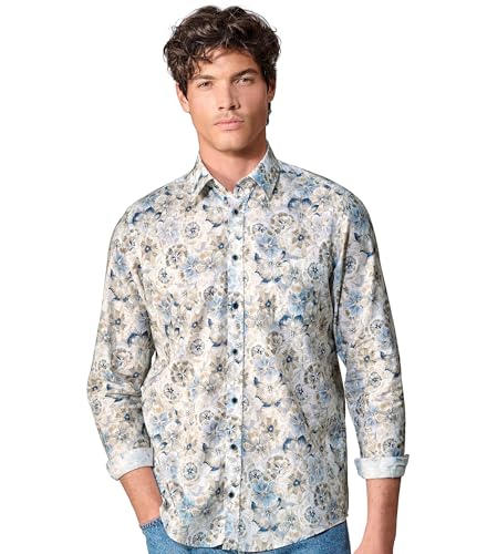 Chemise en lin imprimée CASAMODA anti-transpiration coupe décontractée