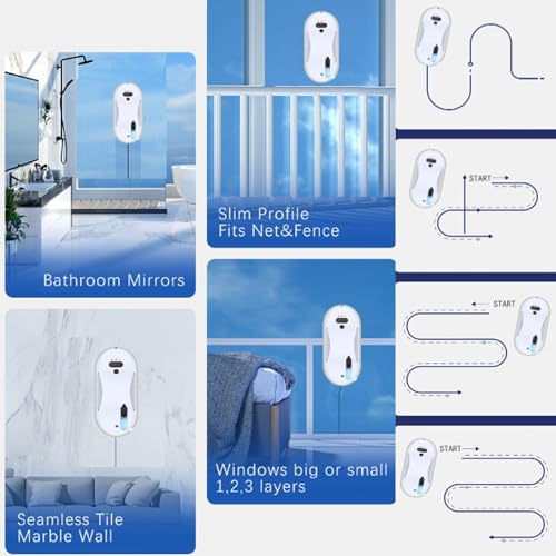 Auto Water Spray Window Cleaner Robot, 5600pa Vacuum Glass Cleaner, Smart Glass Cleaning Robotic, Intelligent Automatic Cleaner Robot for Outdoor&Indoor Windows - Image 2