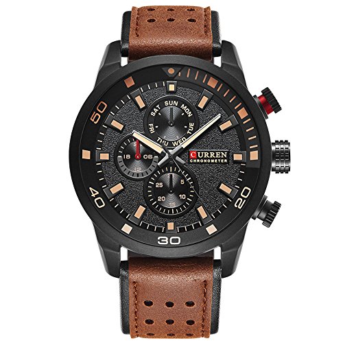 Image of CURREN Men's Sports Waterproof Leather Strap Wrist Watch 8250