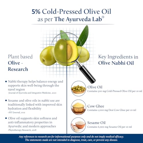 Image of Blue Nectar Nabhi Oil with Ghee & Olive Oil | Ayurvedic Nabhya Dhara Belly Button Oil for Glowing Skin & Strong Hair | Deep Hydration & Nourishment (22 Herbs, 10ml)