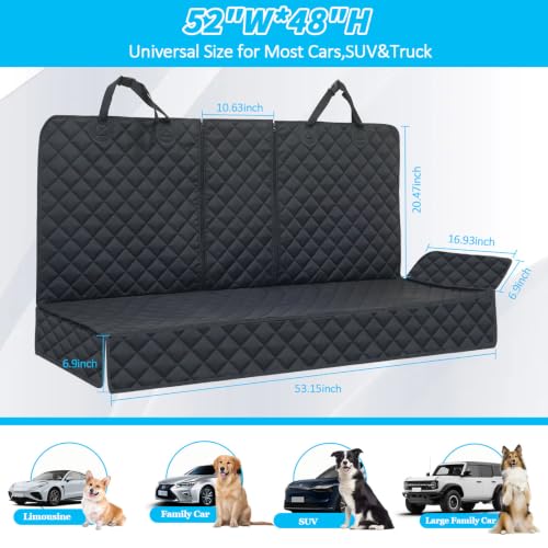 Image of Dog Car Seat Cover for Back Seat Pet Cover for Dogs Waterproof Car Seat Protector Bench Seat Cover, Scratchproof Nonslip Durable Car Seat Covers for SUV,Truck &Cars (Standard Size:52W*48L)