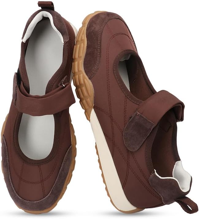 COOLLULU Mary Jane Shoes Sneakers for Women Wide Toe Box Fashion Ballet Sneakers with Non Slip Sneakerinas Retro Tennis Lightweight Flats Footwear for Daily Walking Causal Dressy