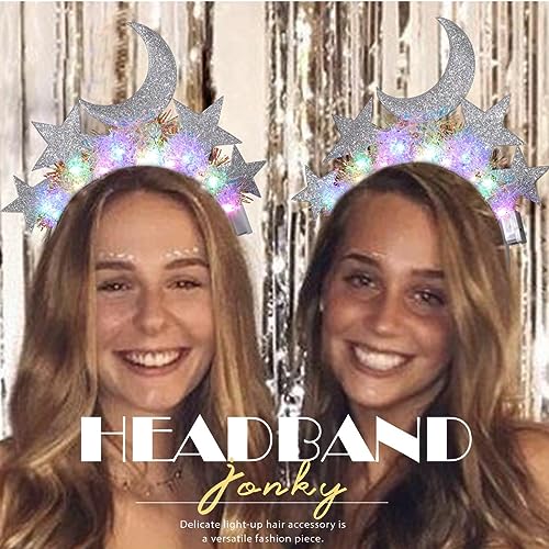 JONKY Light Up Star Headband Moon Stars Headpiece Glow Celestial
