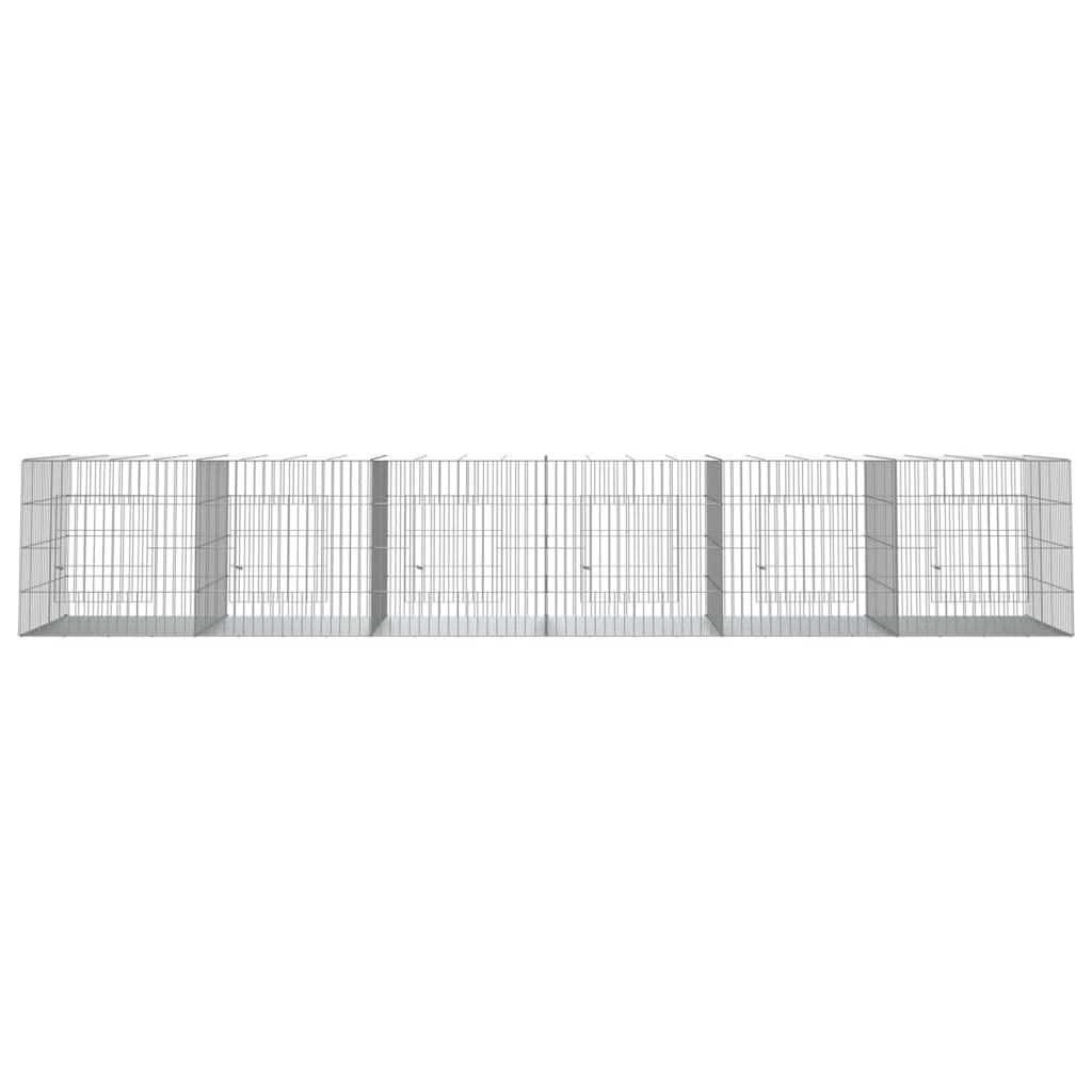 vidaXL Jaula para Conejos 6 Paneles Hierro galvanizado 327x79x54 cm