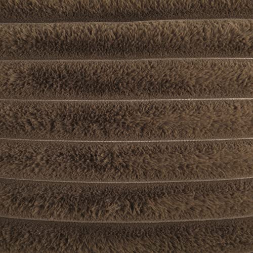 FUTEI Tan Striped Decorative Throw Pillow Covers 26x26 Inch Set of 2,Square Winter Decorations Couch Euro Pillow Shams,Soft Cozy Faux Rabbit Fur & Velvet Back,Modern Home Decor for Bed