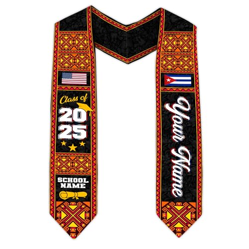 MonkeyVan Cubans Graduation Sash, Cuba Graduation Stole Custom, Personalized Cubans American Flag Graduation Sash 2025 Style 1