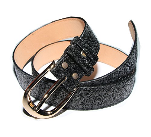 Women's Sequin Studded Belt Genuine Leather with Gold Buckle for Jeans3