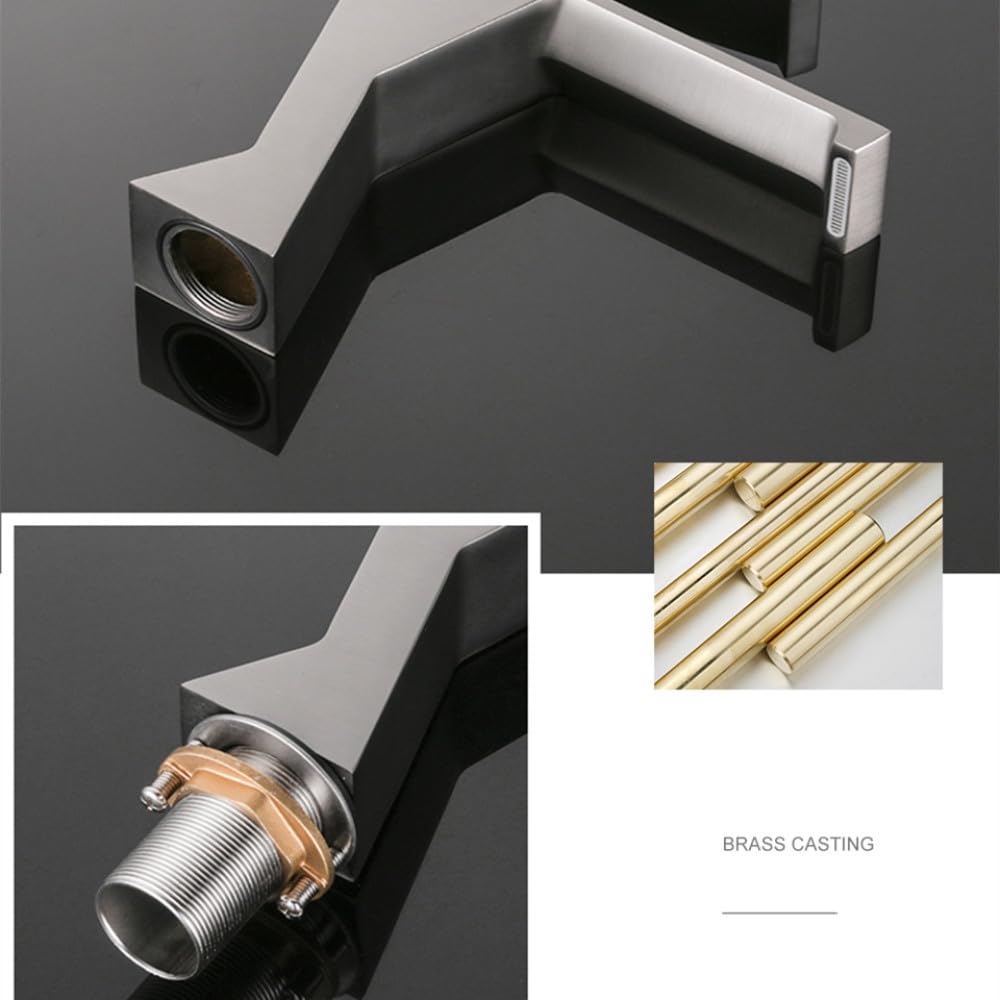 Grifo De Lavabo Cascada De Baño Mezclador De Agua Fría Caliente Grifo De Lavabo Recipiente De Una Sola Manija Grúa,Blanco