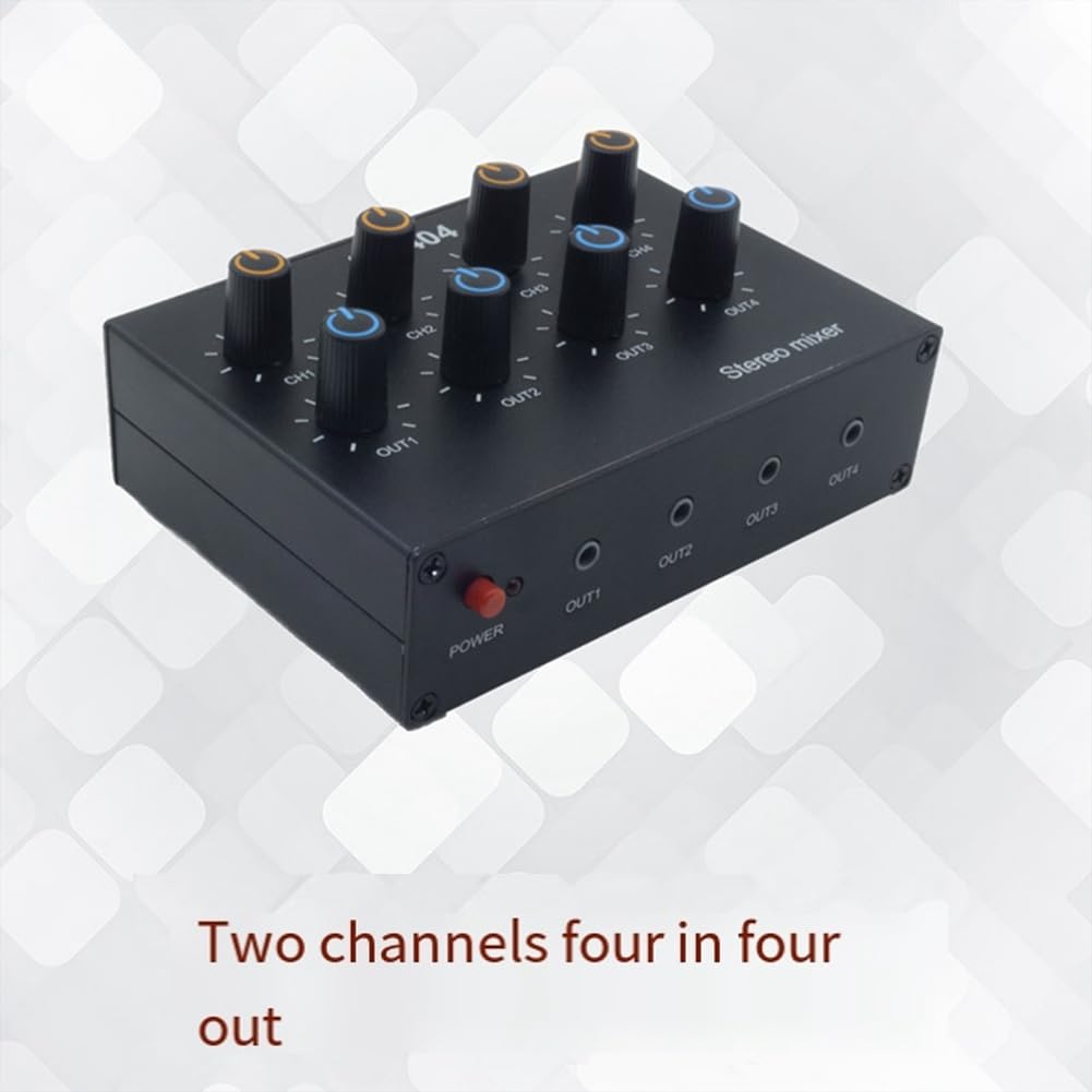 AU-404 Son Stéréo Quatre Entrées et Sorties Multiples Mélangeur Audio Double Canal Mélange de Musique Quatre en Quatre Sorties Installation Facile