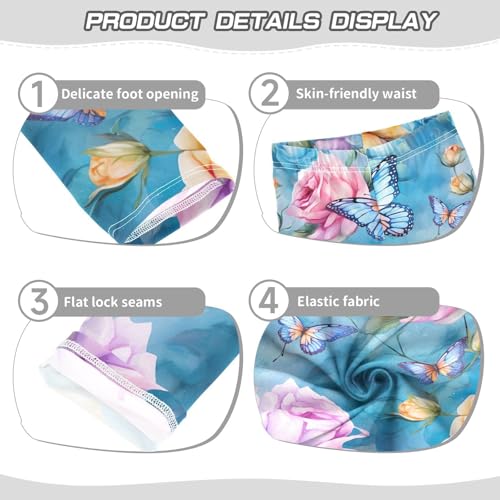 Kids High Waist Blue Butterfly Pink Flower Leggings for Toddler Girls 4T 202b25853
