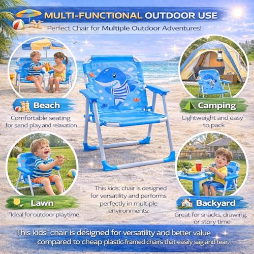 Image of ARUP Folding Kids Chairs Practical Portable for Garden, Outside Trips, Beach, Fishing, Hiking, Camping, Furniture Lawn, Pool, Travel & Outdoor Chair