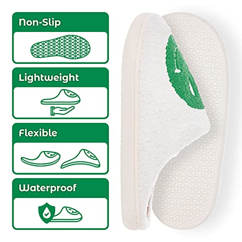 Smile Face Slippers – Preppy, Warm, Fluffy, Womens Slippers – Cozy Memory Foam Slipper for Home, Bathroom, Hotel – Sizes US 5-103