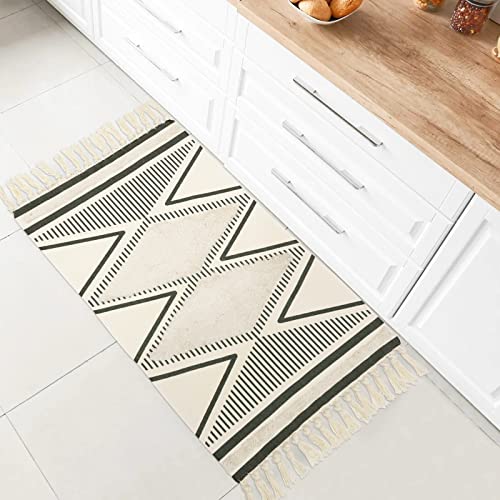 Boho Baumwollteppich Mit Quasten – 61x91,4 Cm, Waschbar, Rutschfest, Für Bad & Wohnzimmer