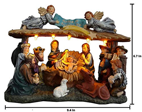 image for Top Treasures Christmas Nativity Set | Lighted Christmas Village Nativ