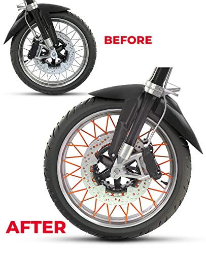 Kemimoto Dirt Bike Spoke Covers 72Pcs, Universal Pipe Trim For 8"-21" Wheels, Spoke Rims Wraps For Dirt Bike, Motocross, Bike, Bicycle, Wheelchair, Motorcycle Decoration Protector (Orange) #TOP2