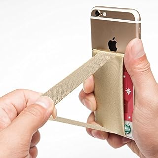 Sinjimoru Phone Grip with Card Holder, Phone Strap with Card Holder Wallet, Finger Holder on Stick-On Wallet for iPhone and Android Smartphones. Sinji Pouch Band, Purple Pouch and Purple Band.